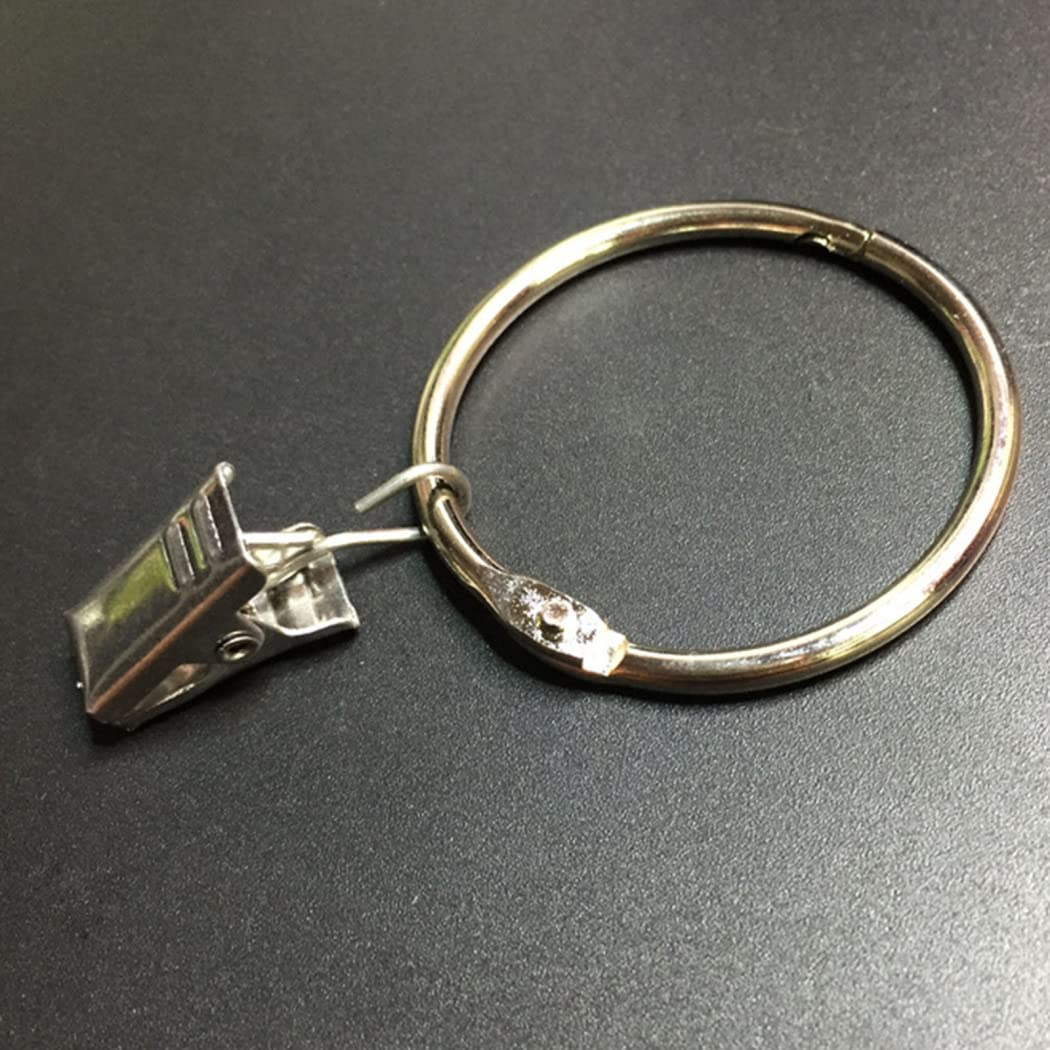 Gardinenringe, Gardinenhaken, Aufhängeringe, 30 Packungen zu öffnende Gardinenringe aus Metall mit Clips Gardinenklammern mit Ringen Kleiderbügel Gardinenringe strapazierfähige rostfreie dekorative Ga