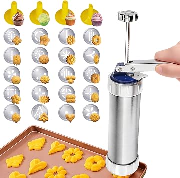 Enhanced Cookie Press Set, Food-Grade Spritz Cookie Press Gun Kit