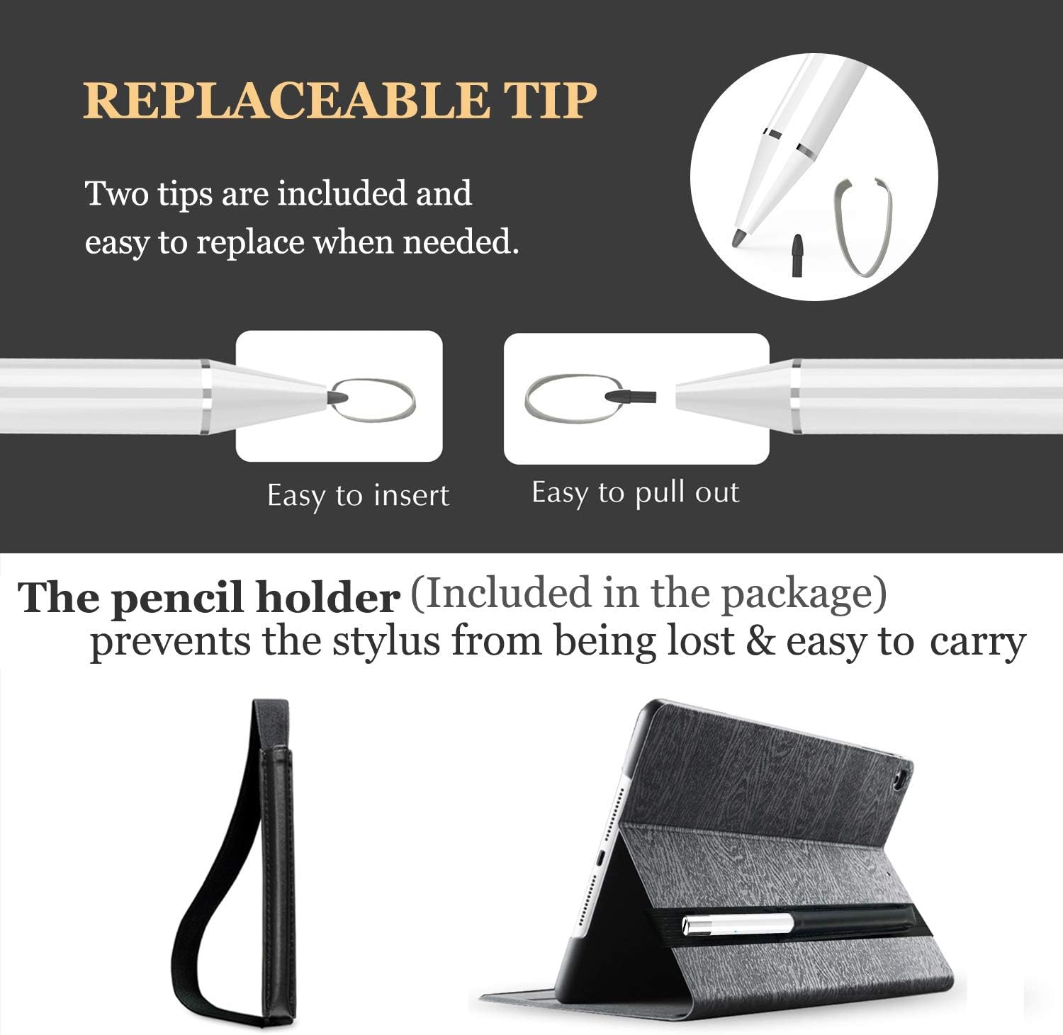 Stylus Pencil with Palm Rejection, Compatible for Apple iPad (8th/7th/6th Gen), iPad Pro 12.9-Inch (3rd Gen), iPad Pro 11-Inch, iPad Air (4th/3rd Gen), iPad Mini 5, Good for Drawing