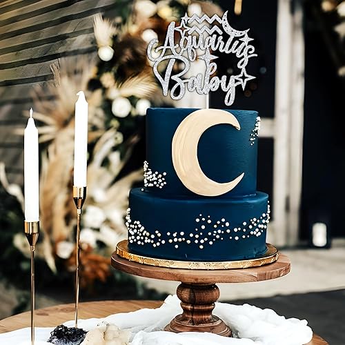Miniatura 4 de Acuario - Decoración para pastel de cumpleaños de bebé, 12 temporadas del zodiaco acuariobebé de bienvenida, horóscopo, suministros de decoración de