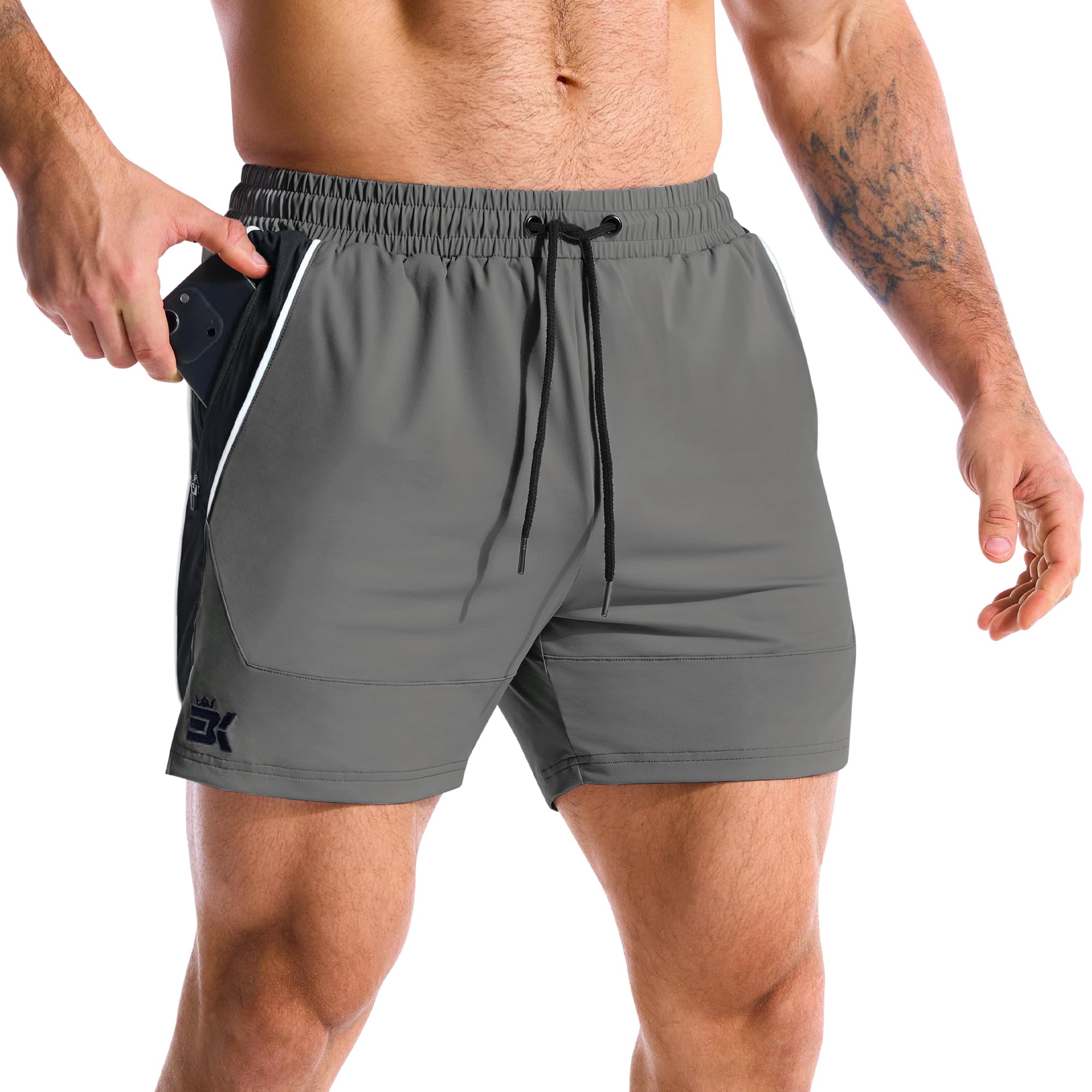 BROKIG Men's Gym Shorts 5" Quick Dry Running Sport Workout Short