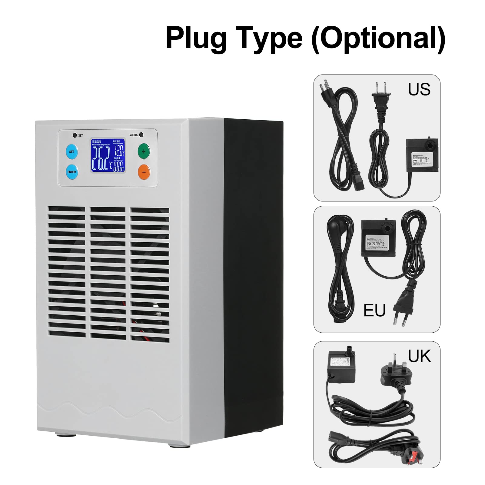 Calentador de agua pequeño de 100 W 30 L y enfriador para acuario enfriador de acuario electrónico semiconductor, pantalla LCD, sistema de calefacción y refrigeración de acuario digital