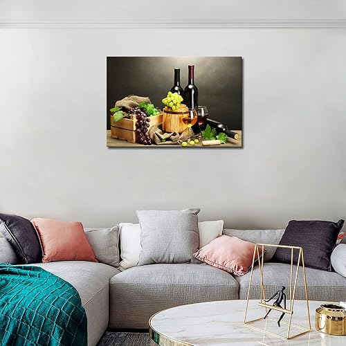 Miniatura 3 de Vino de uva en botella, tazas de arte de pared, pintura de la imagen, impresión en lienzo, imágenes de alimentos para decoración del hogar, regalo