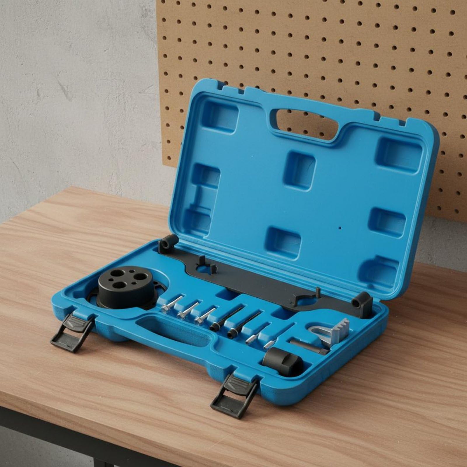 Dispositivo di Temporizzazione Motore Kit Attrezzi Catena Distribuzione Blocca Albero a Tenditore Puleggia Allineamento in Acciaio Temprato Adatto per Officine E Manutenzione Auto Fai da Te
