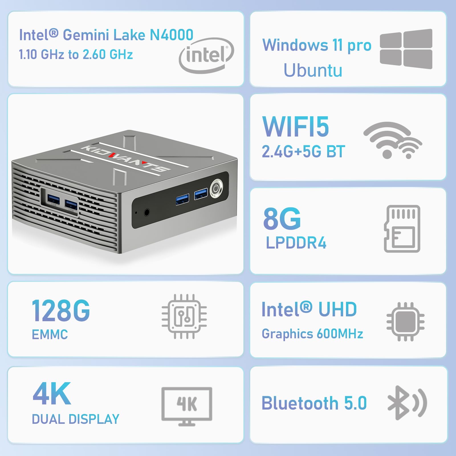 Amazon.com: Mini PC Intel N4000 (Up to 2.6GHz), 8GB LPDDR4 RAM