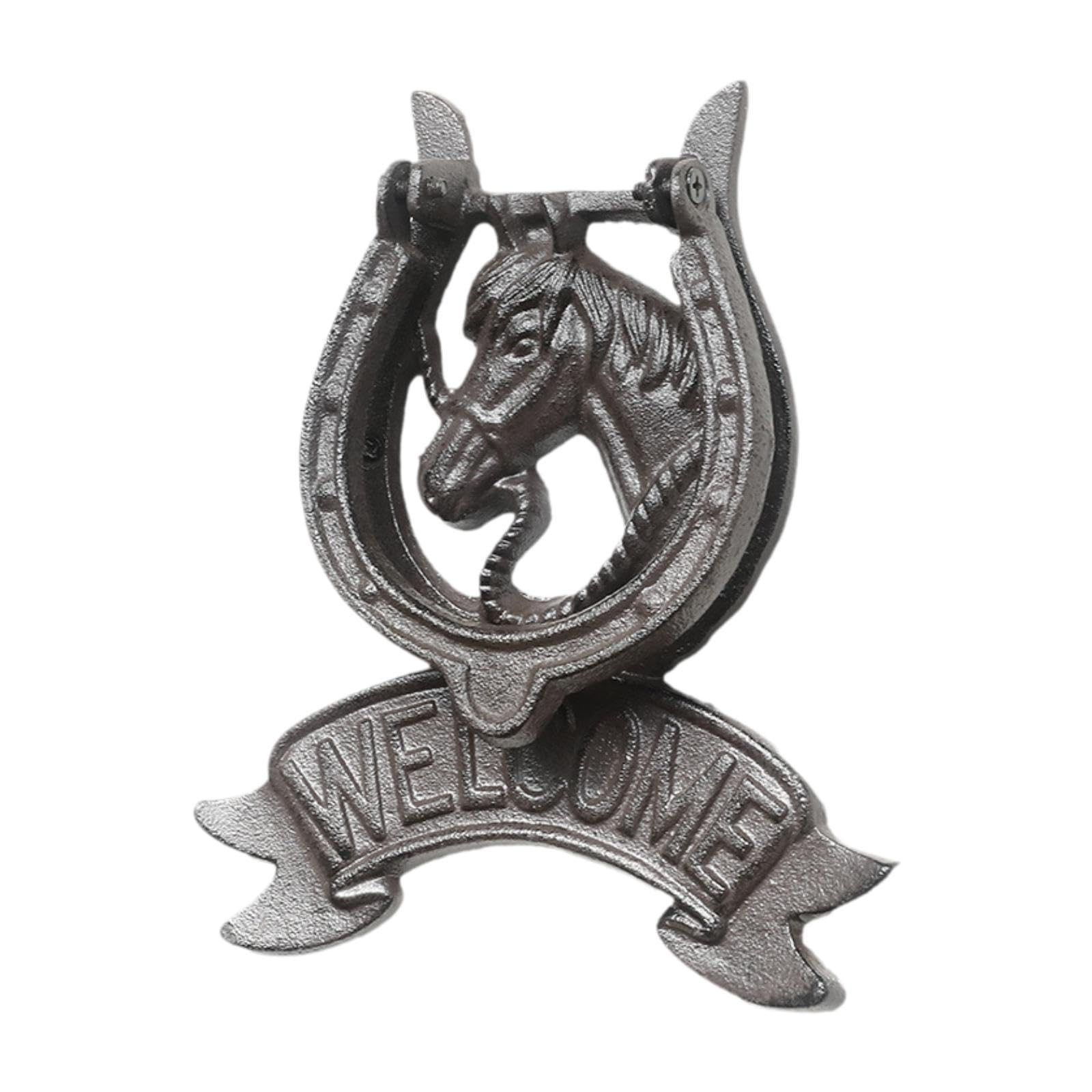 Caballo Cabeza Llamador Puerta Hierro Diseño Vintage Decorativo Robusto Adecuado para Portón Jardín Entrada .5cmx19cm