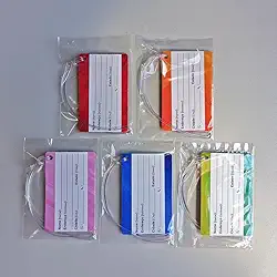 Kit com 05 Etiquetas (TAGS) PARA BAGAGEM em PVC 54x86 mm com alça em silicone transparente
