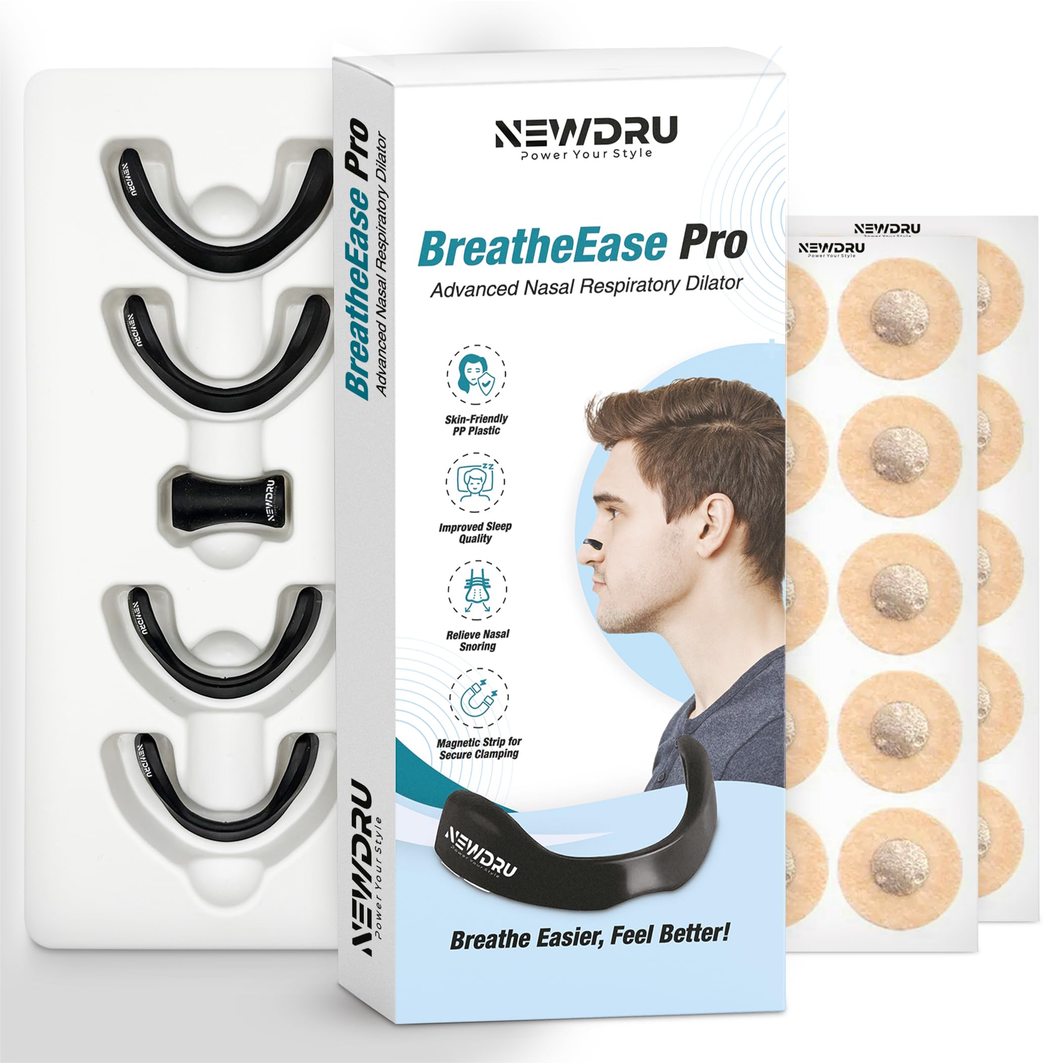 NEWDRU BreatheEase Pro – Advanced Nasal Respiratory Dilator | Magnetic Fit for Better Breathing | Sports, Sleep & Yoga Aid | Includes 4 Expanders & 15 Nose Patches-picture-23