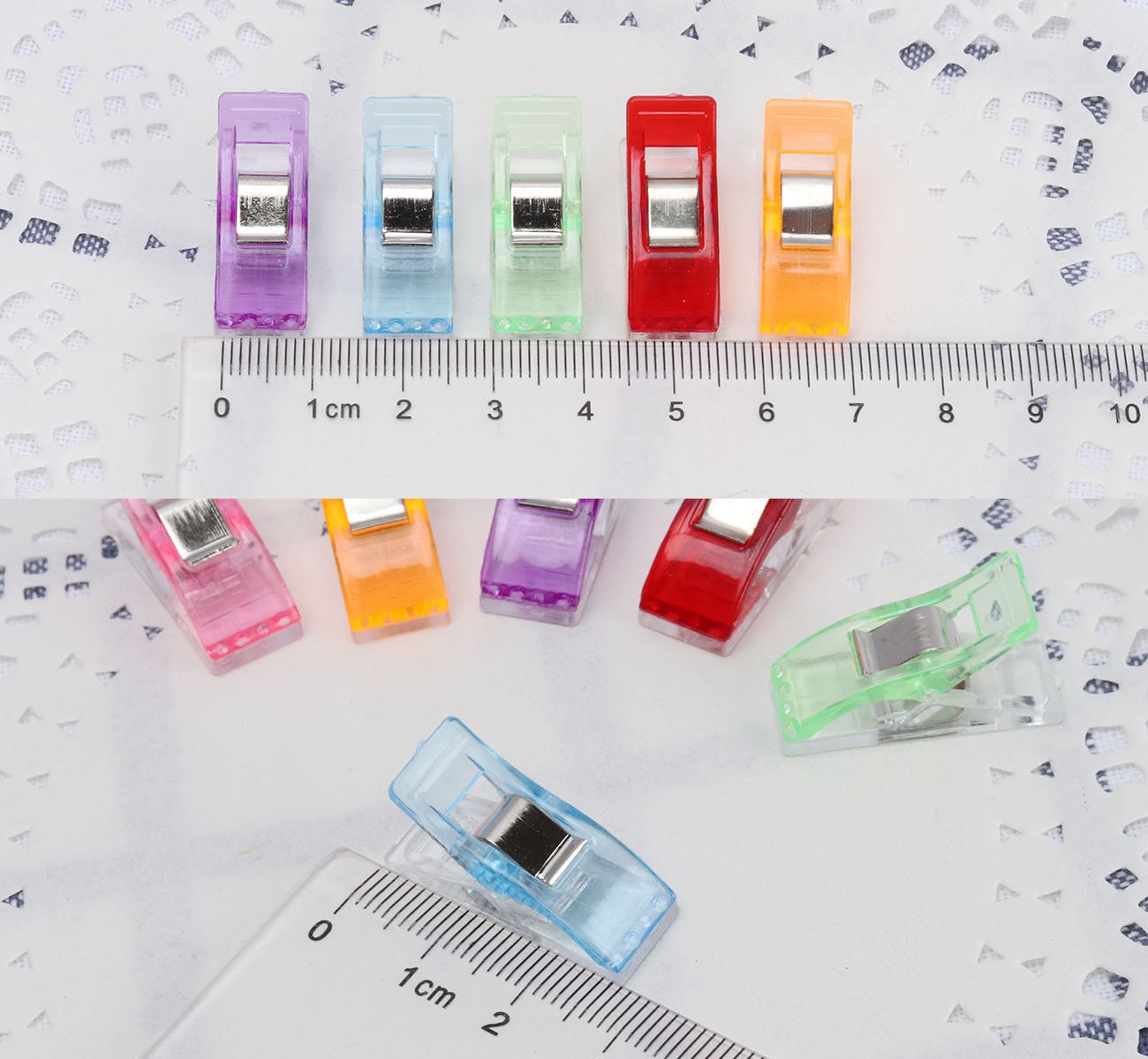 Image secondaire de ilauke 100PCS Clips Pinces DIY 2.7 * 1.0 * 1.5cm Couture en Plastique pour Reliure Patchwork Crochet Tricot Artisanat Couleurs A