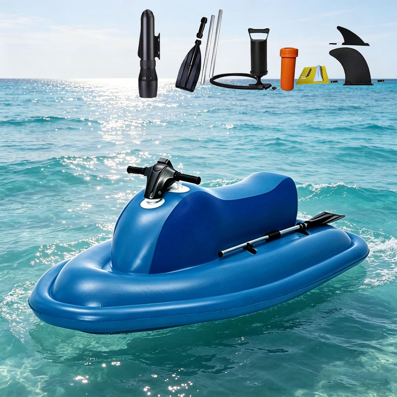 Pfps Electric Inflatable Jet Ski with 500W/700W Brushless Motor, Top Speed of 7KM/H, Portable Jet Ski for Adults Diving, Swimming, Kayaking 700w16A
