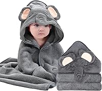 ROXANEPIG Hooded Baby Towel Elephant - Ultra Soft Organic Absorbent Hypoallergenic Bath Towel for Newborns Toddlers Boys Girls 31x31"