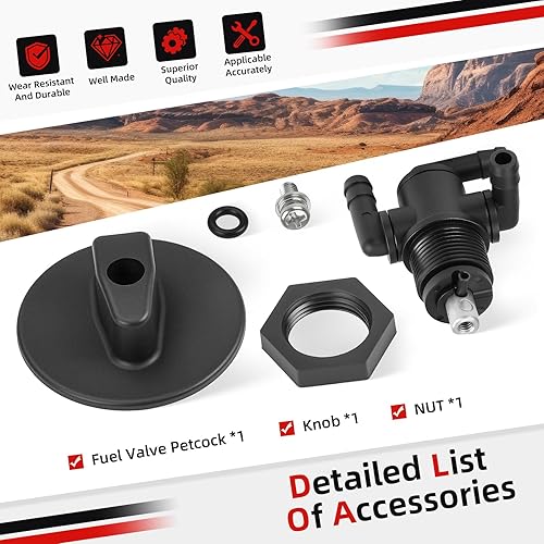Miniatura 6 de Válvula de depósito de combustible Petcock 3 vías y tuerca de perilla para Polaris Sportsman 335 400 500 600 700 Twin Magnum Trail Boss 325 330 500