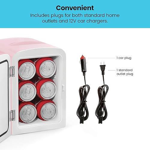 Miniatura 5 de Chefman Mini refrigerador personal color rosado portátil que refresca o calienta y proporciona almacenamiento compacto para el cuidado de la piel