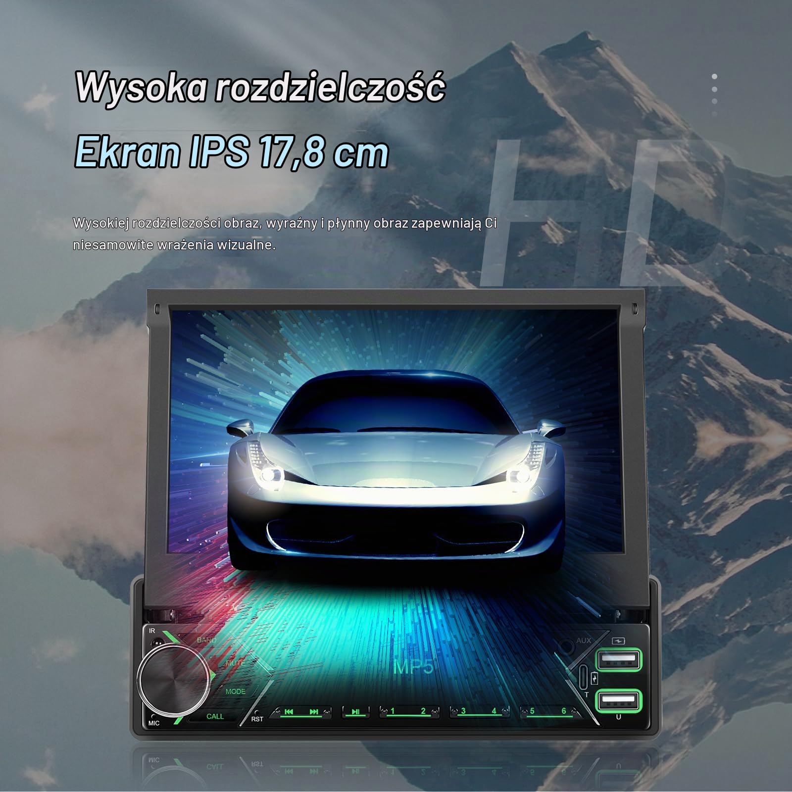 [Bezprzewodowe uaktualnienie] Odtwarzacz samochodowy CAMECHO 1 DIN z CarPlay i Android Auto, ekran 7-calowy teleskopowy, Bluetooth do rozmów bez rąk, ładowanie USB-C, wejścia USB/AUX/FM