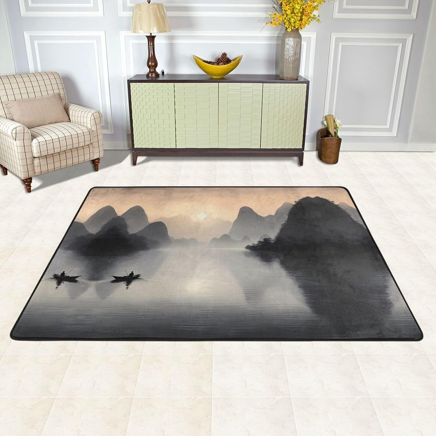 Sansui, Japanese Company Printed Anti-Slip Floor mat Carpet Rug 72"x48" for Living Room Office Coffee Table Bed Balcony