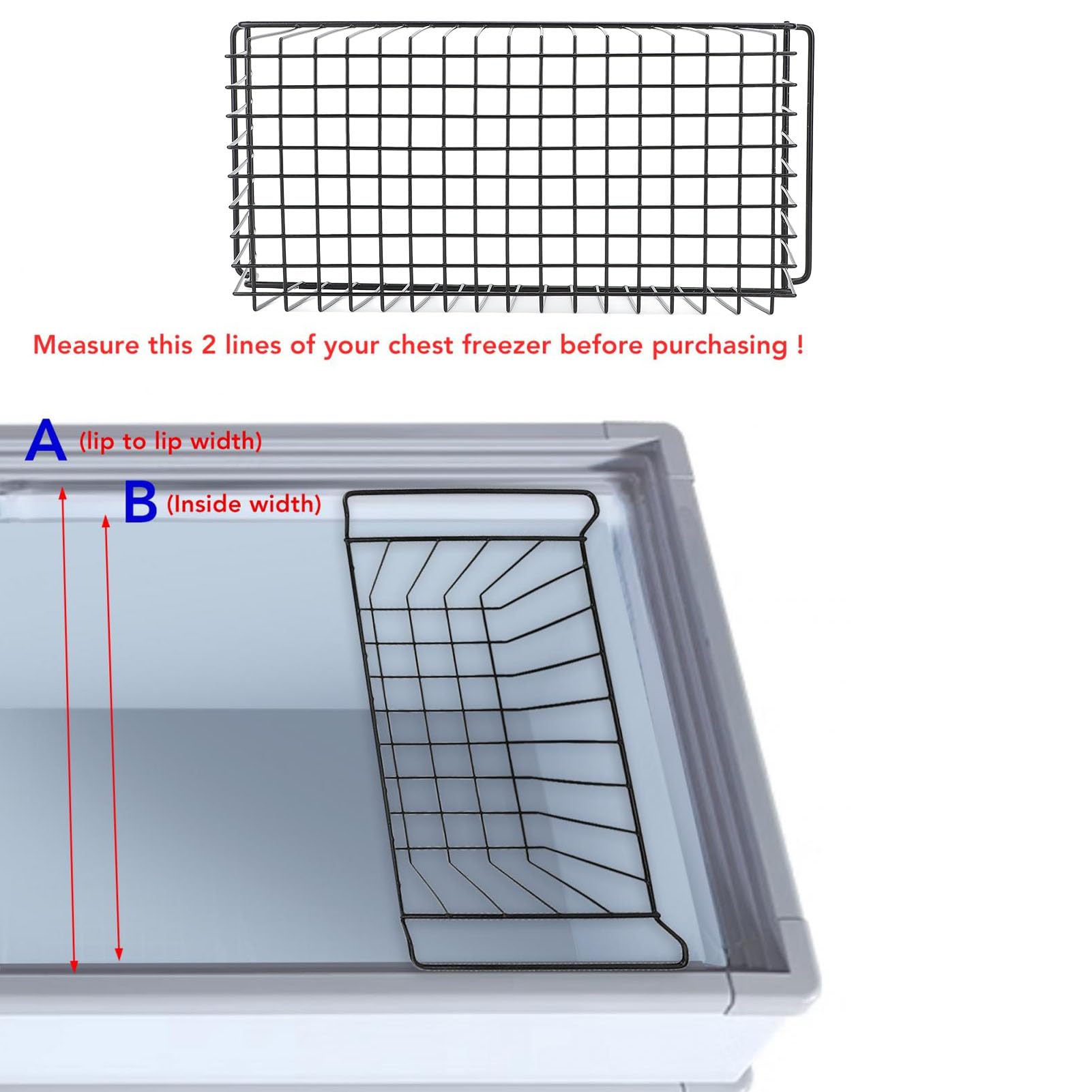 Zerodis Steel Wire Freezer Organizer Bins 4 Pack, Stackable Chest Deep Freezer Basket With Handle For 7 Cu.Ft Freezer, Storing Food With Easy To (L70cm X W30cm X H27cm(8.5cm Handle)) on Fridge.com - View 3
