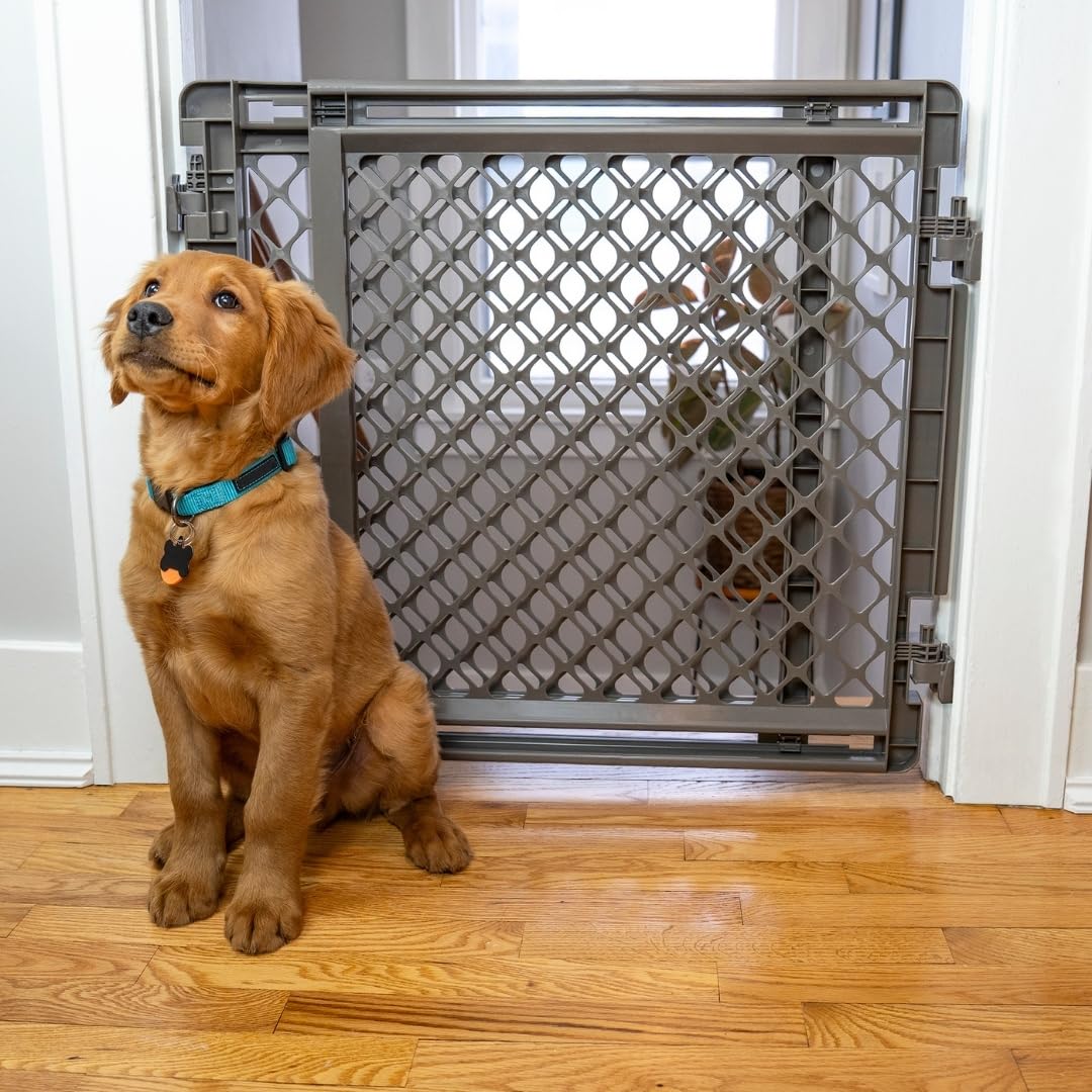 Photo 1 of North States MyPet 2-in-1 Easy Swing Petgate: 27"-41" Wide Dog Gate. Safety Latch, Hardware Mount. Pet Gates for Doorways & Stairways. Made in USA. 27" Tall, Fieldstone