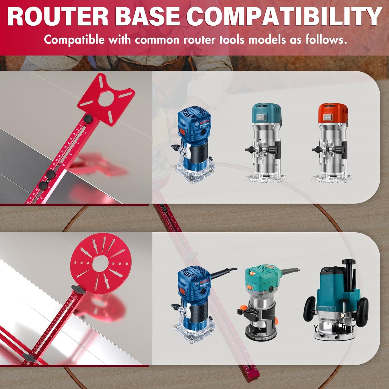 Router Milling Groove Bracket Tool Kit, Midium for Small Circles From 7" to 26", Large for Large Circles From 10" to 62", Aluminum Alloy Router Circle Cutting Jig Tool for Woodworking