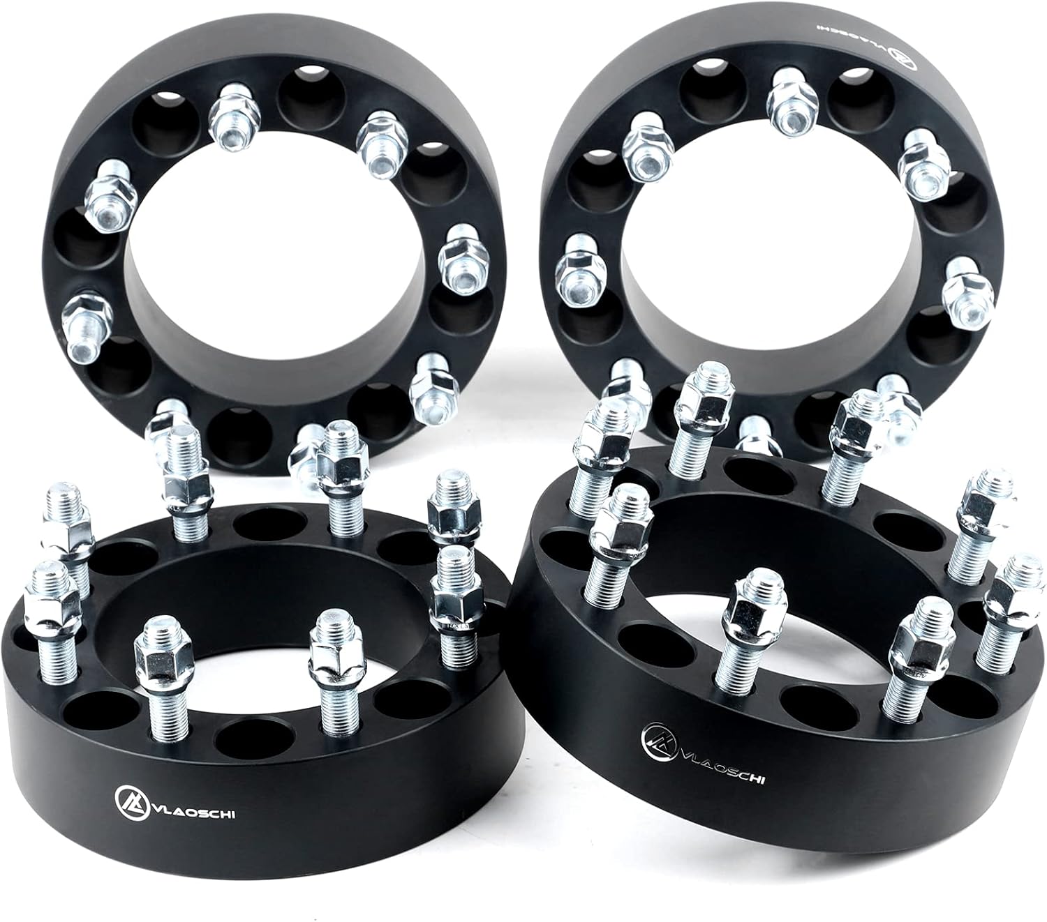 VLAOSCHI Black Forged 8x170 Wheel Spacers 2 Inch with 14x1.5 Studs Compatible with Ford 8 Lug for 2003-2005 Excursion | 1999-2022 F250 F350 & Super Duty (Must be with M14x1.5 Lugs) - Pack of 4 With 14X1.5 Studs-2 Inch-Pack of 4