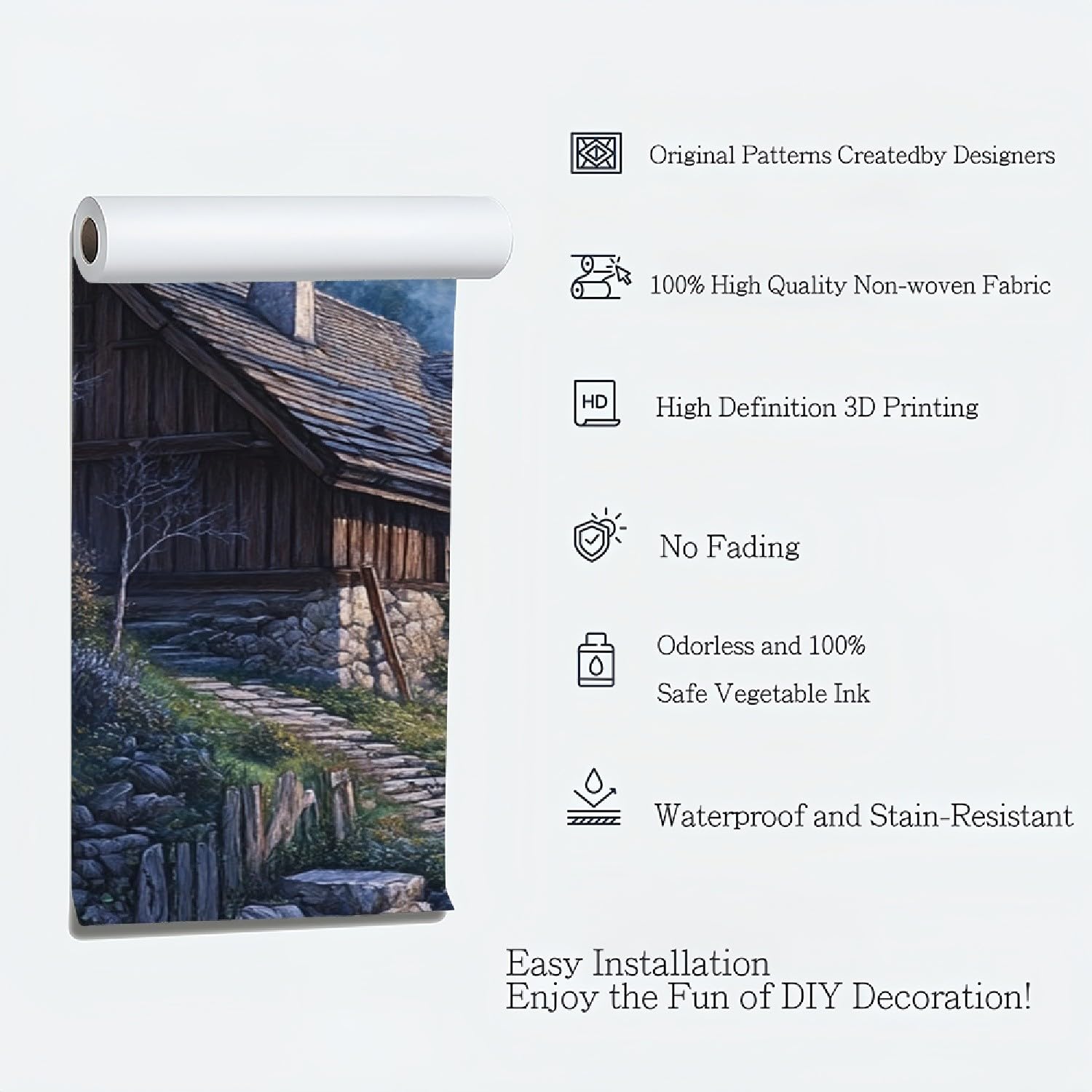 Tapeta ścienna 400 x 280 cm, poranna mgła, śnieg, góra, miasto, tapeta z włókniny, niebieska, pyłoszczelna, panoramiczny, plakat do pokoju dziecięcego, sypialni, salonu, plakat ścienny