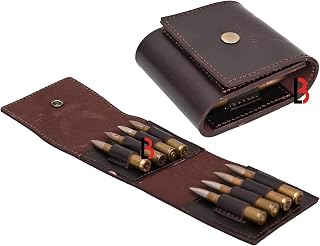 Cowhide Leather Hunting Rifle Cartridge Holder 8 Round Ammo Wallet Pouch - LEATHER BOND