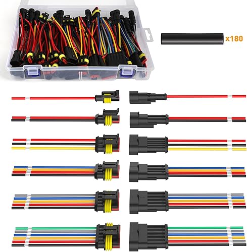 NAOEVO Conectores de 123456 pines, conectores de cable impermeables 16 AWG, conectores de cable automotriz de 0.09 pulgadas macho hembra con tubo