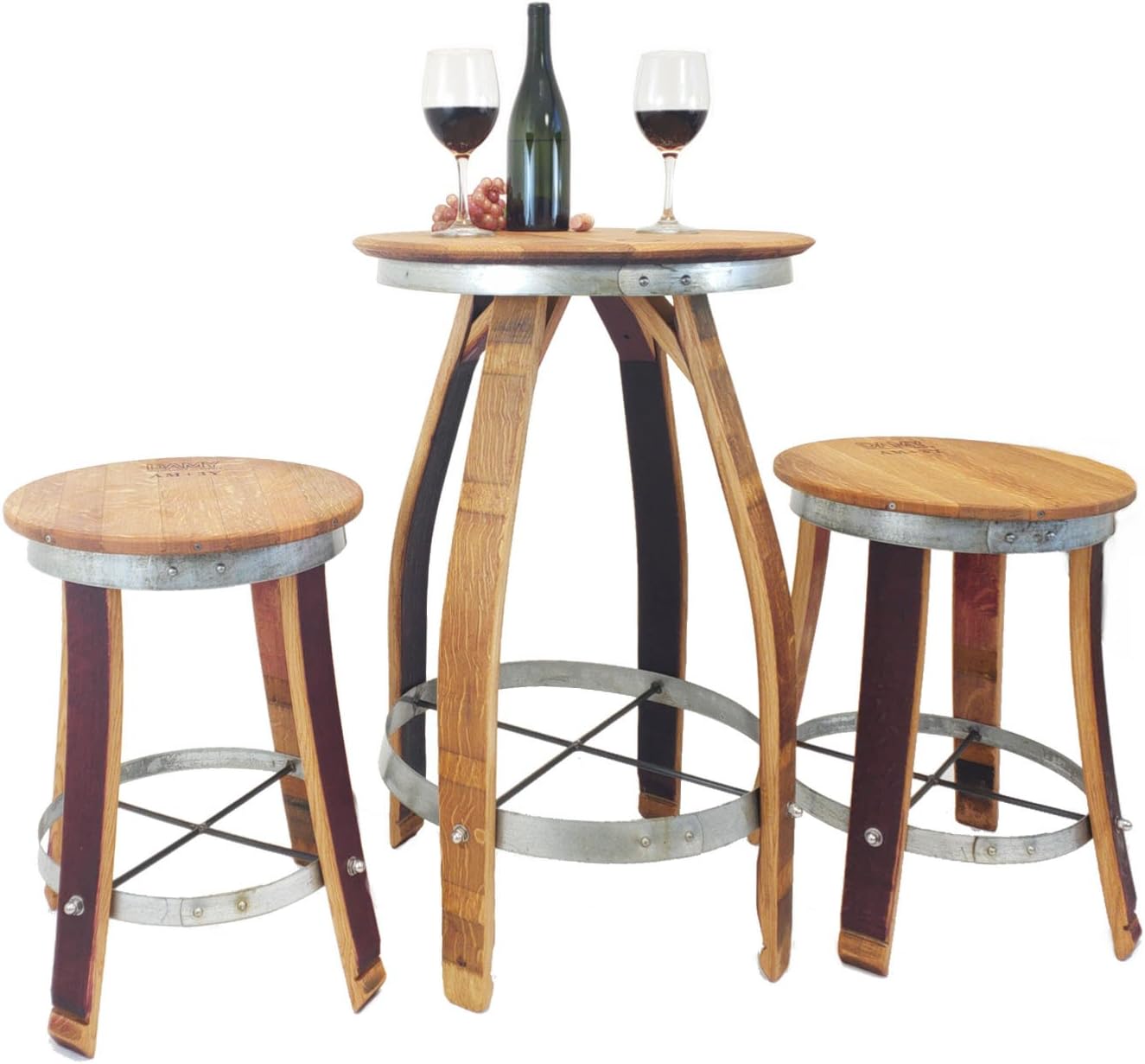 Pub Set Swivel Top Stools - Wine Barrel Handcrafted Wine Barrel Furniture