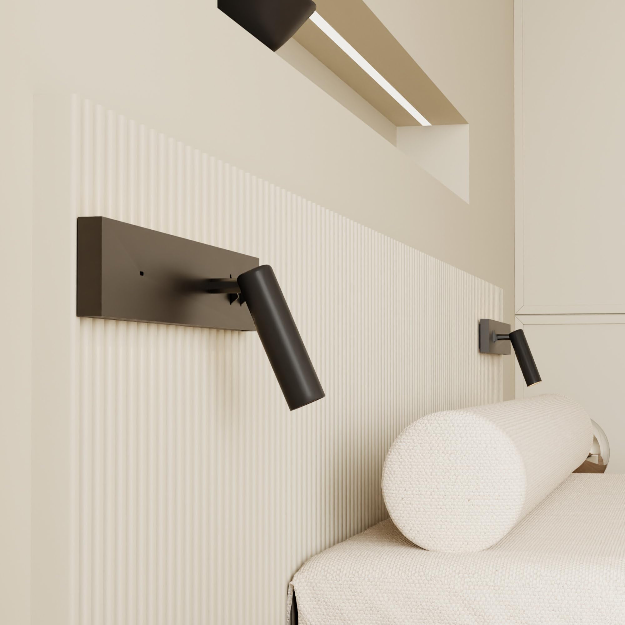 kalb I Avay Bett-Panel mit USB-C, Moderne LED Wandlampe, Flexibles Leselicht mit Lademöglichkeit, Nachtlicht für Schlafzimmer, Energiesparende USB-C Nachttischlampe & Spot schwarz (Rechte Seite)