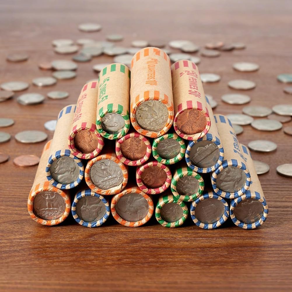 Hochleistungsvorformte Münzverpackungen, 512 Stcs Rolls-Papier-Münzen-Röhrchen-Bank Fits Quartier, Pennies, Nickel, Groschen