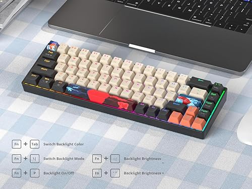 Miniatura 7 de Teclado mecánico naranja para juegos 60 por ciento, interruptor rojo RGB 60%, teclado pequeño con cable de 61 teclas, teclas PBT, mini teclados