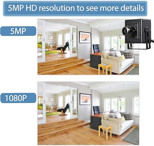 Miniatura 3 de Mini cámara POE de 5 MP, lente ojo de pez de 0.057 in (175  FOV) Cámara de seguridad IP interior pequeña gran angular, video CCTV P2P POE IP H.265