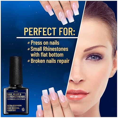 Miniatura 3 de Valitic Pegamento y fortalecedor de uñas, gel de secado rápido para uñas de larga duración, adhesivo para uñas postizas, fortalecedor para puntas de