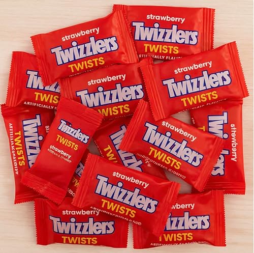 Miniatura 2 de Caramelo torcido de regaliz sabor fresa  Paquete a granel de 2 libras  Caramelo masticable envuelto individualmente para Halloween, fiestas,