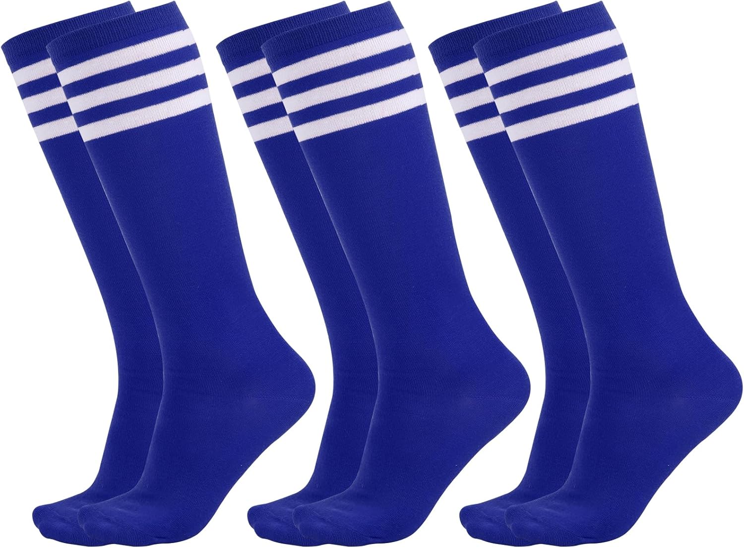Dxhycc 3 Pairs Kids Soccer Socks Striped Knee High Socks Baseball Softball Socks Youth Athletic Socks for Boys Girls