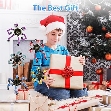 Ainiv Deformable Robot Fidget Spinner Toys, 10 PCS Transformable Chain Finger Hand Spinner, Funny Creative DIY Deformation Fingertip Stress Relief Fidget Toy for Teens Adults Party Favor