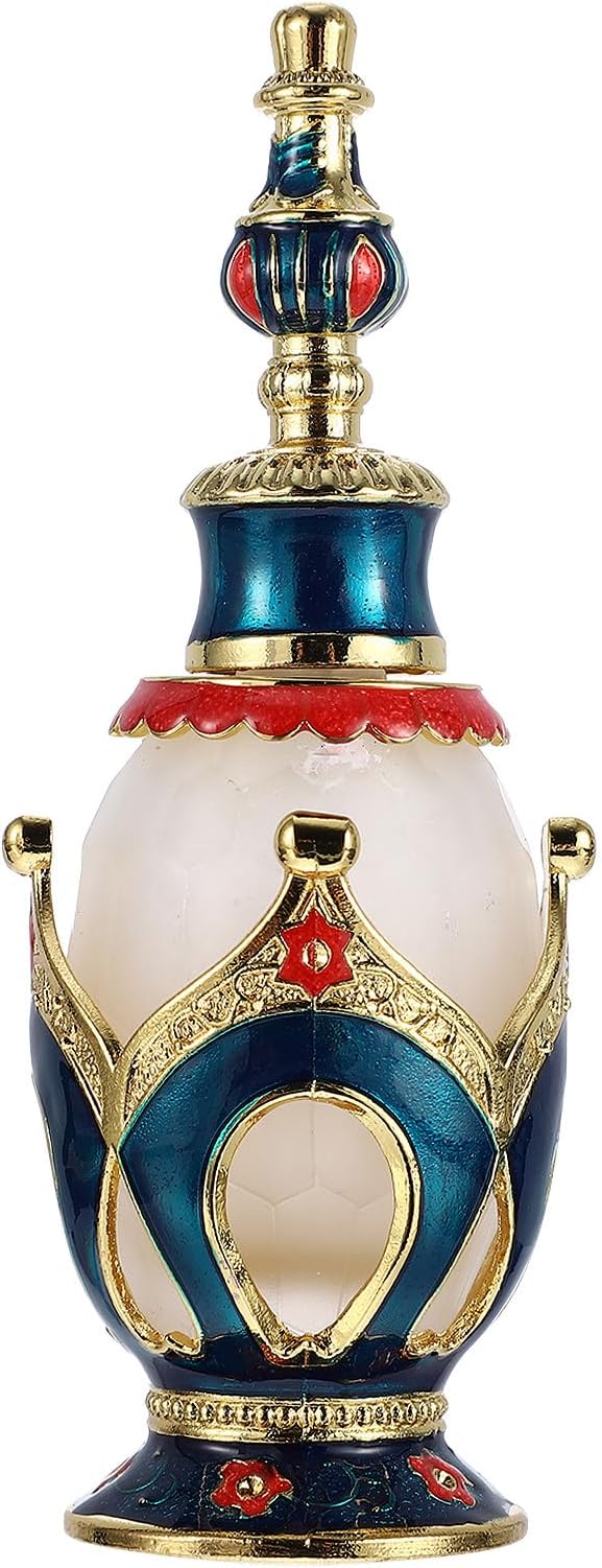 Holibanna 25ml Blue Crown Arabic Perfume Bottle Middle Eastern Refillable Glass Oil Bottle Vintage Decorative Empty Perfume Container for Women Home Décor