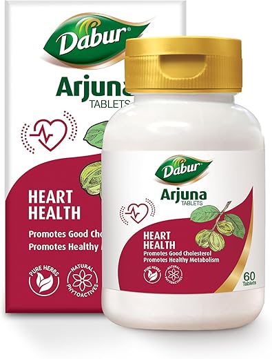 DABUR Arjuna Tablets – 60 Tabs | Promotes Heart Health | Manages Cholesterol Level | Promotes Healthy Metabolism,Pack of 1