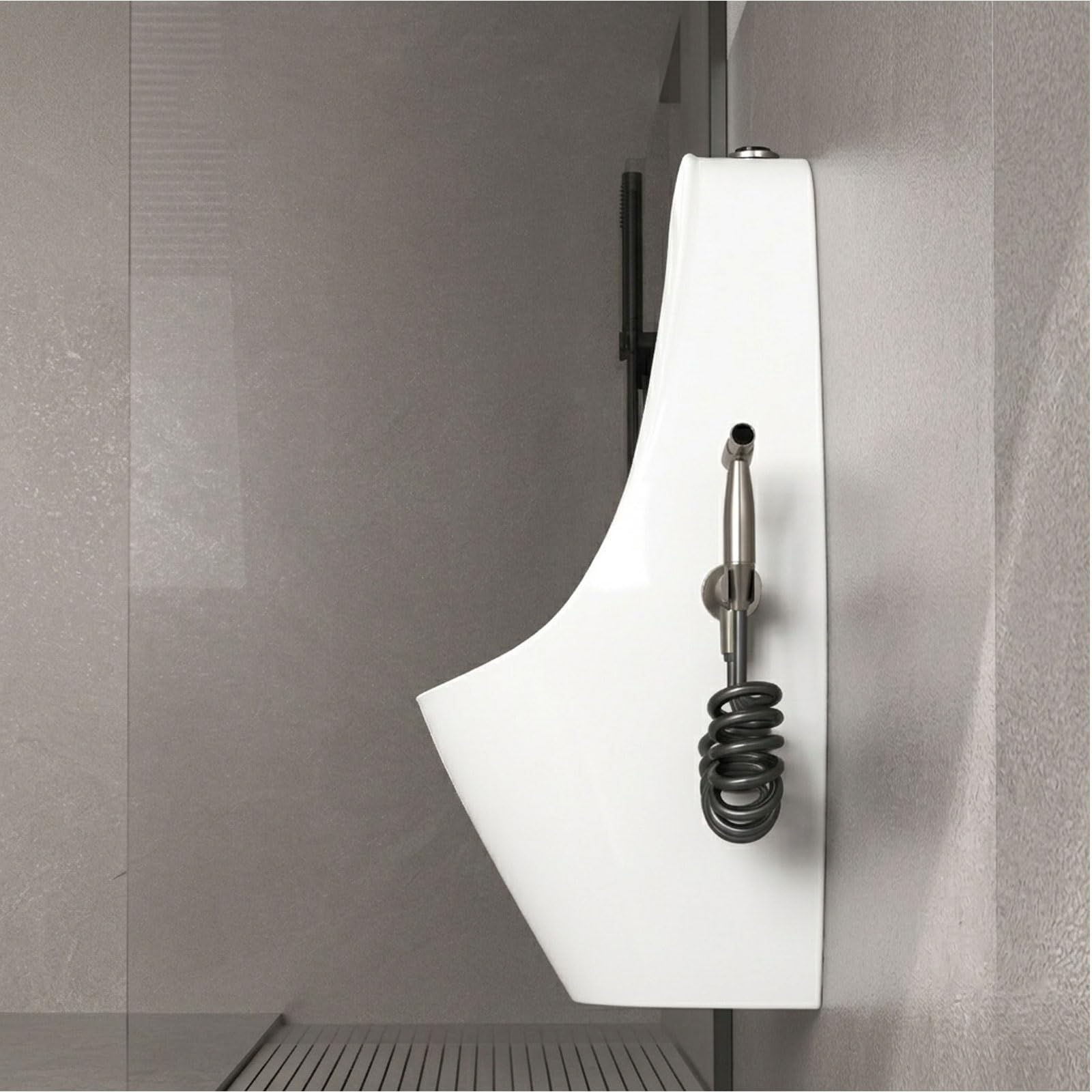 Keramik Wandmontiertes Urinal für Männer, Automatischer Sensor-Spülung Urinal mit Sprühdüse zur Reinigung, Platzsparende für Modernes Badezimmer, Gewerbe | Built-in sensor
