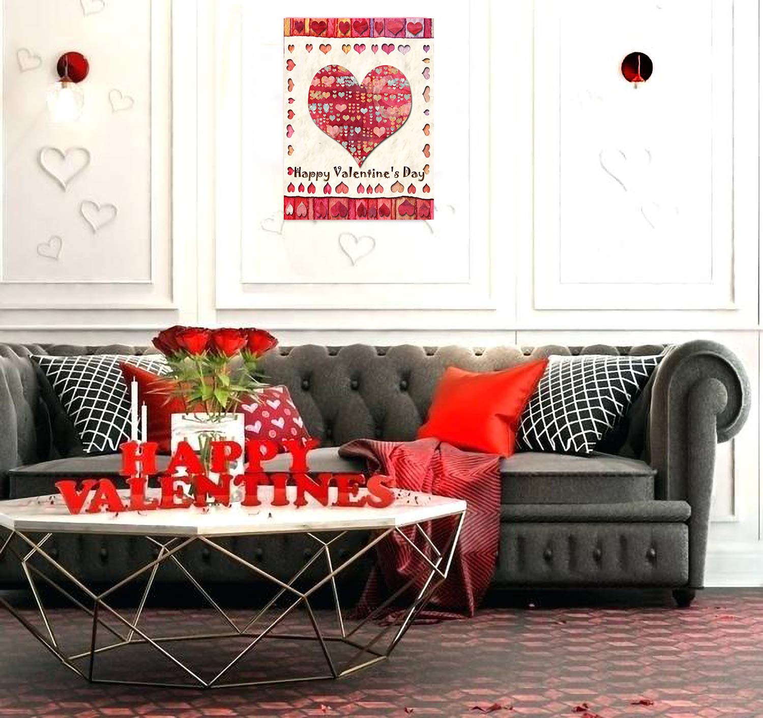 ARGOOFG Valentinstag Gartenflagge – 30,5x45,7 Cm, Doppelseitig Bedruckt, Wetterfest | Mit Schleife & Punkten Für Hofdeko