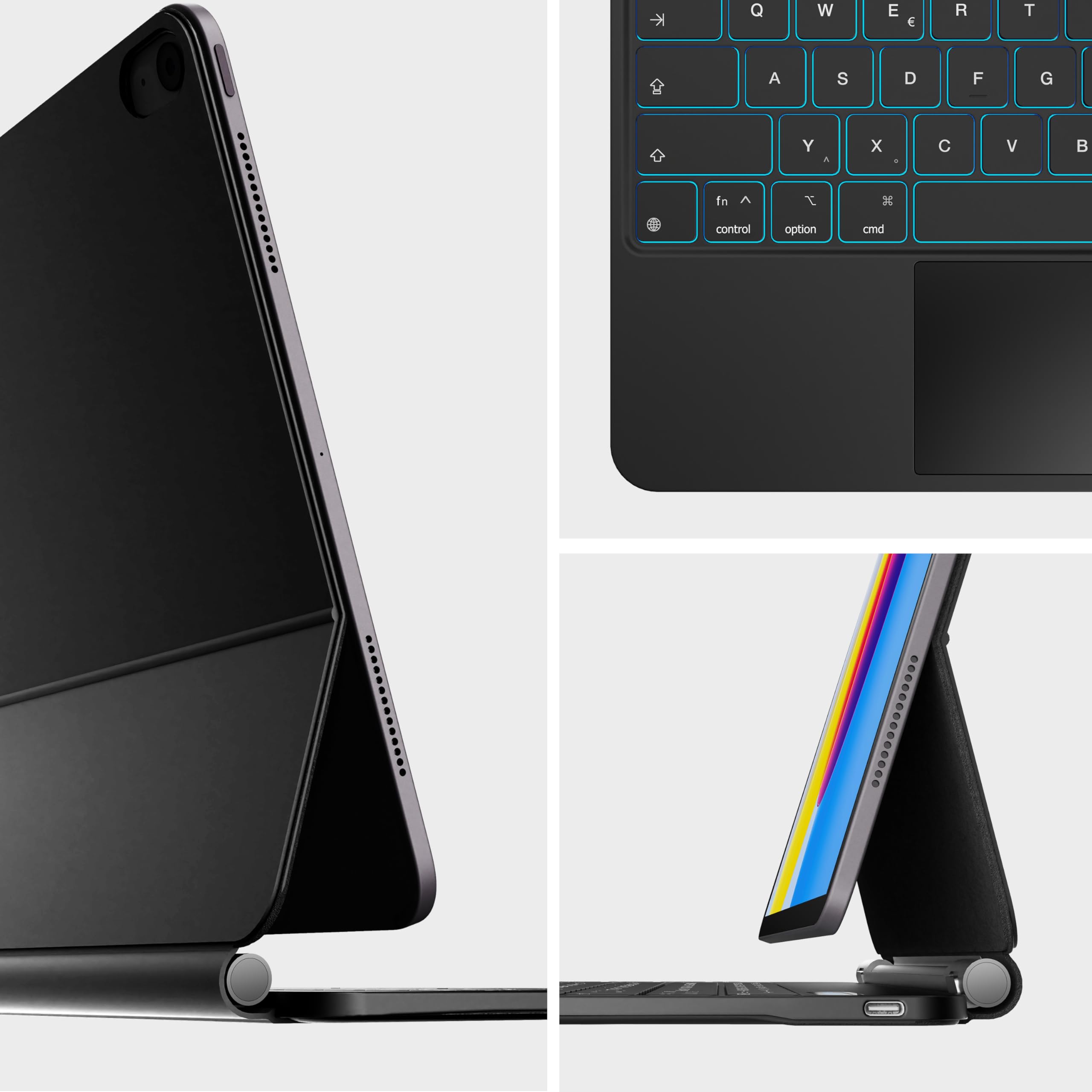 Nimin IPad Tastatur Hülle Mit Trackpad - Für IPad A16 2025 & IPad 10 2022, 7-Farben Beleuchtung QWERTZ