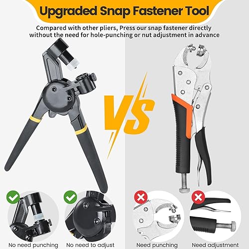 Miniatura 5 de Herramienta de cierre a presión resistente, botones metálicos con alicates de cierre, kit de herramientas de instalación de botón a presión para