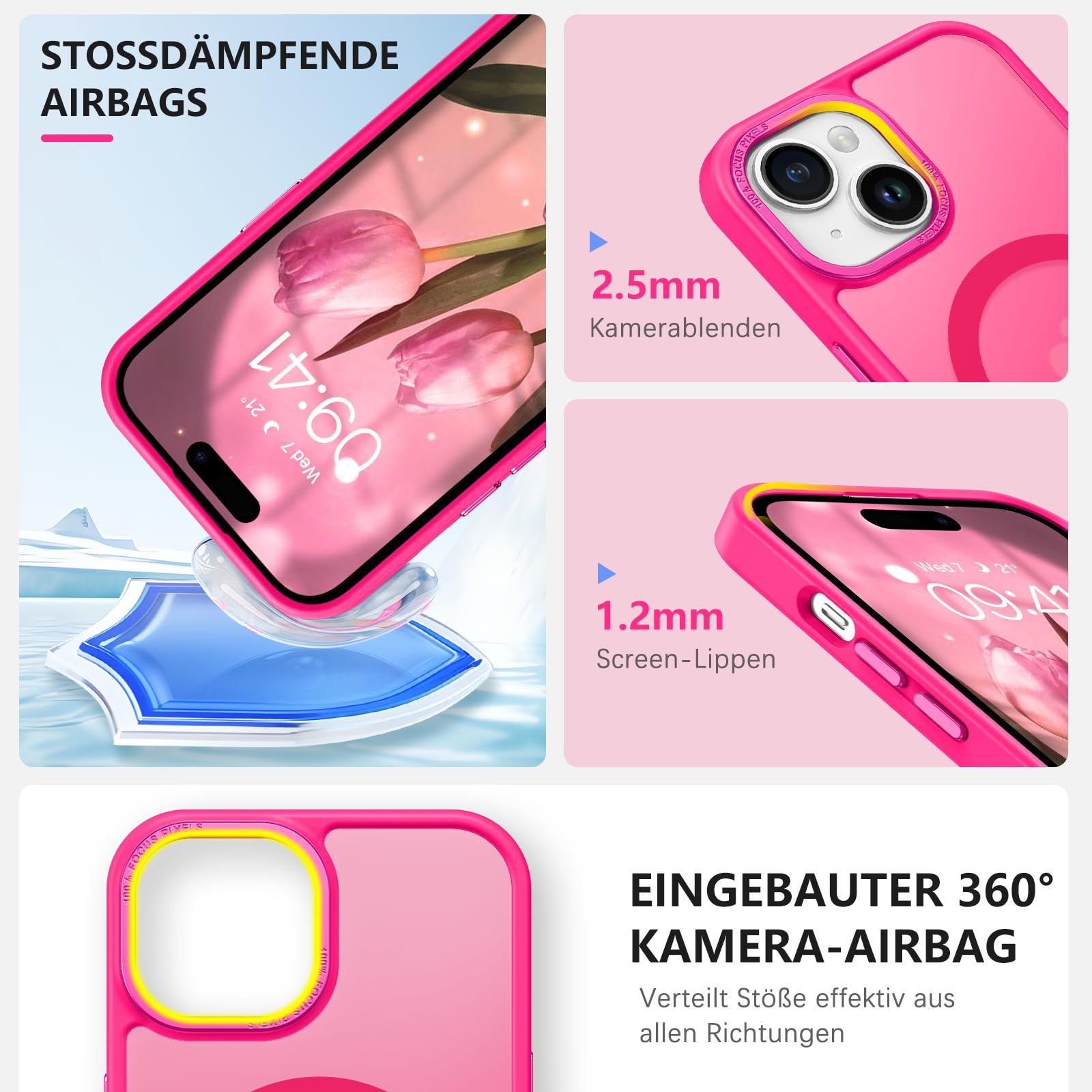 GaoBao MagSafe Hülle Für IPhone 15 Pro Max – Transparent Matte Schutzhülle, Magnetisch, Stoßfest In Rot