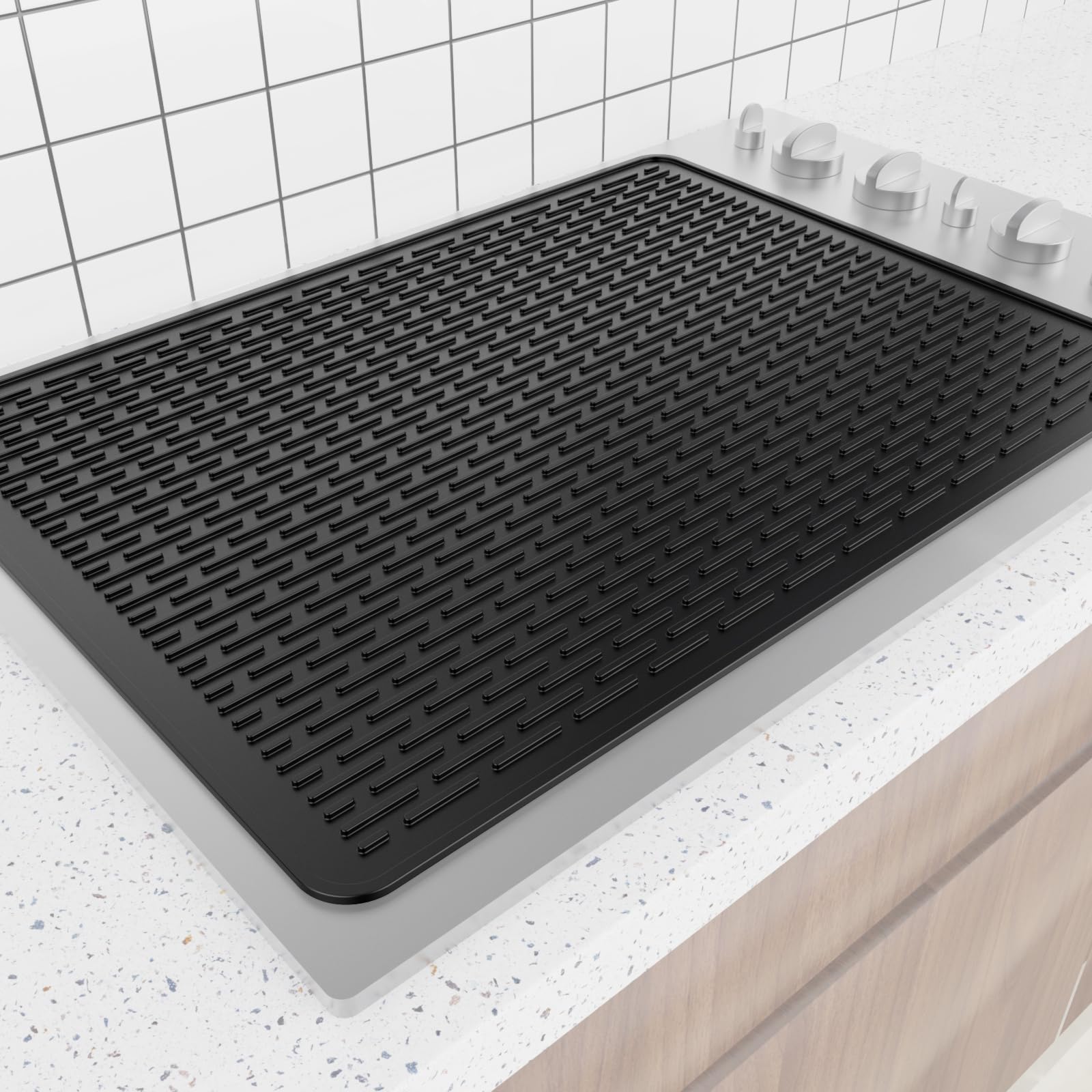 Couvre-plaque De Cuisson En Silicone Pour Cuisinière électrique, Multifonction, Résistant à La Chaleur, Protège Contre Les Rayures Sur Le Dessus De La Cuisinière En Verre, 71 X 50 Cm, Noir