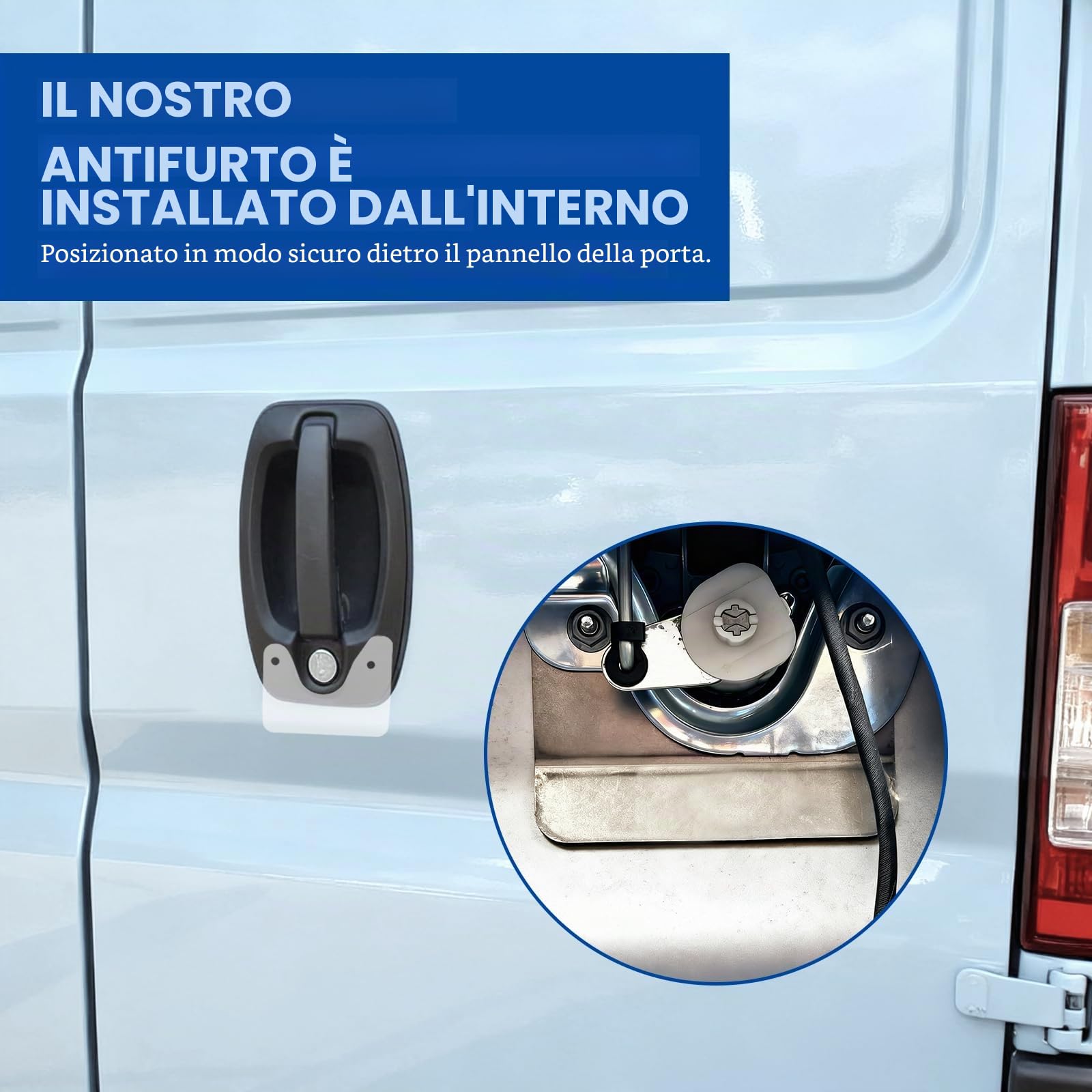 Blocco di sicurezza per portellone per Fiat Ducato, Jumper, Boxer X250 X290 H1/H2/H3 – Dispositivo antifurto con perno ribaltabile, accessorio per camper