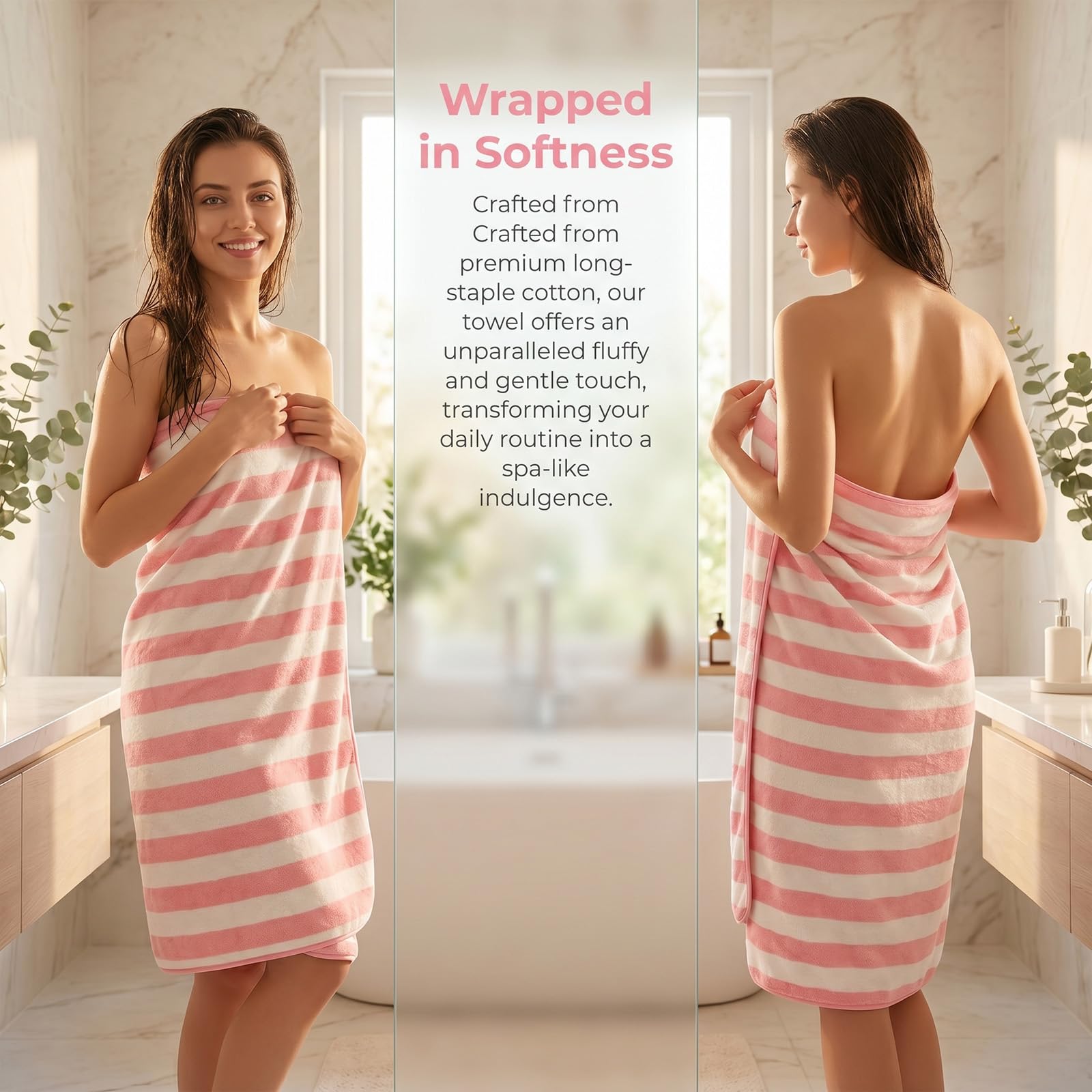 Damen Badetuch - Ultraweich, Schnelltrocknend & Bequem für Sauna, Strand, Schwimmbad und Wellness (pink)