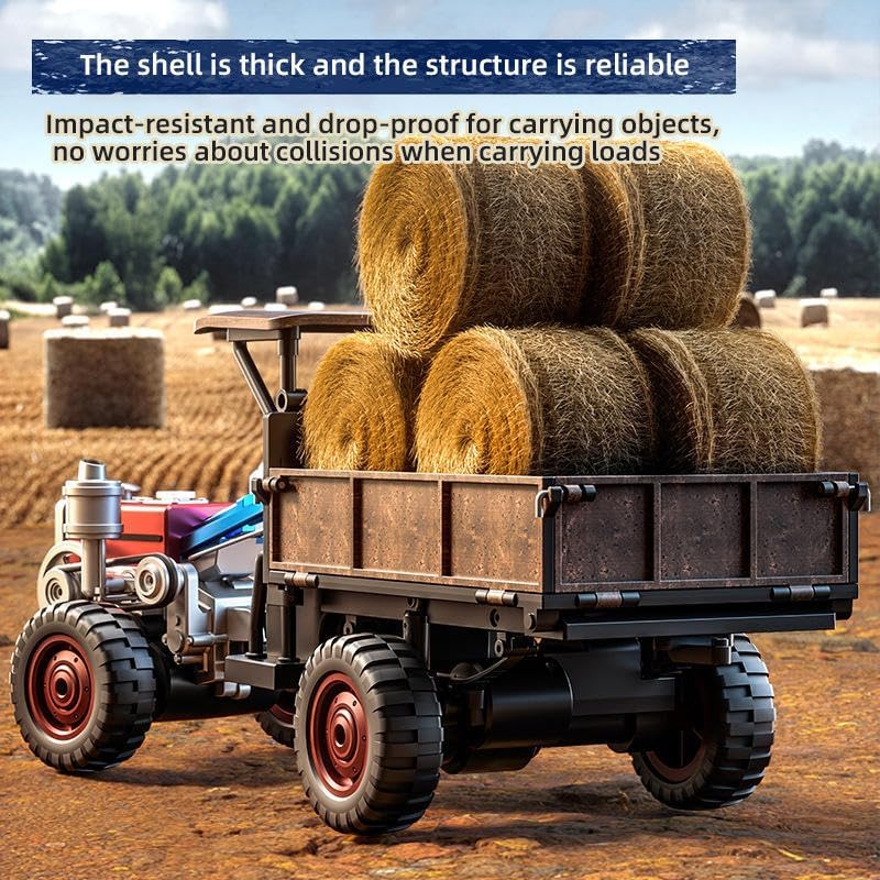 Image of Jet RoyHigh Performance Full Scale Simulated Tractor 2.4GHz Remote Control 4WD Farm Vehicle Strong Climbing Heavy Load RC Toy, Multicolor (RC Tractor (C8836))