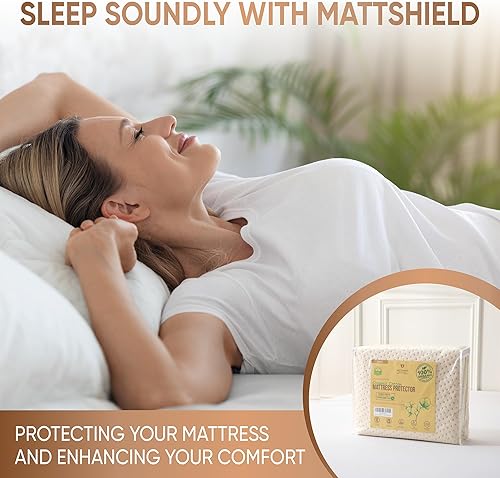 Miniatura 7 de Protector de colchón de algodón orgánico, tamaño King, 100% impermeable, refrescante naturalmente para personas que duermen con calor, certificado