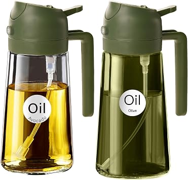 YARRAMATE 16oz/470ml Clear and Dark Green Oil Sprayer OliveGreen