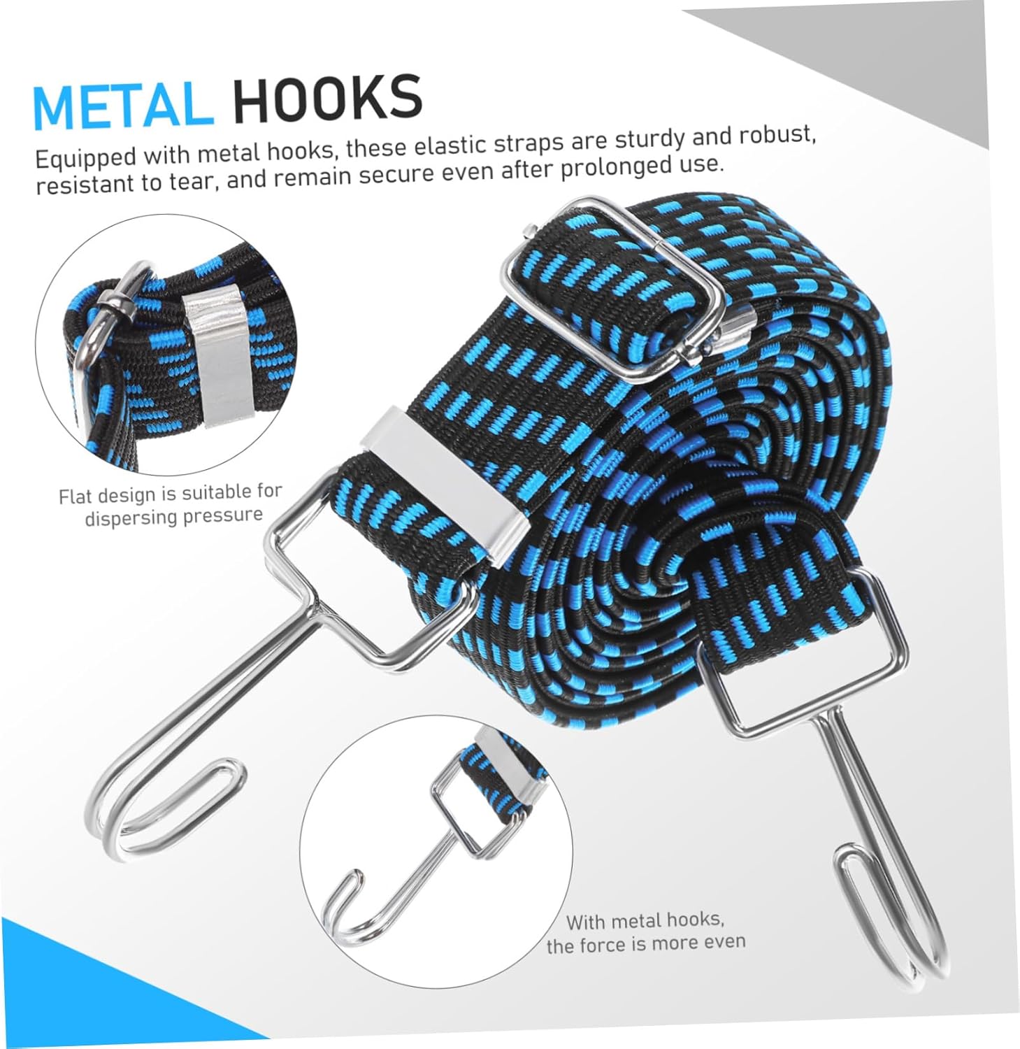 Unomor 6pcs Elastic Rope Hooks Heavy Duty Hoist Straps for Lashing Rv Truck ATV Sling Straps Blue