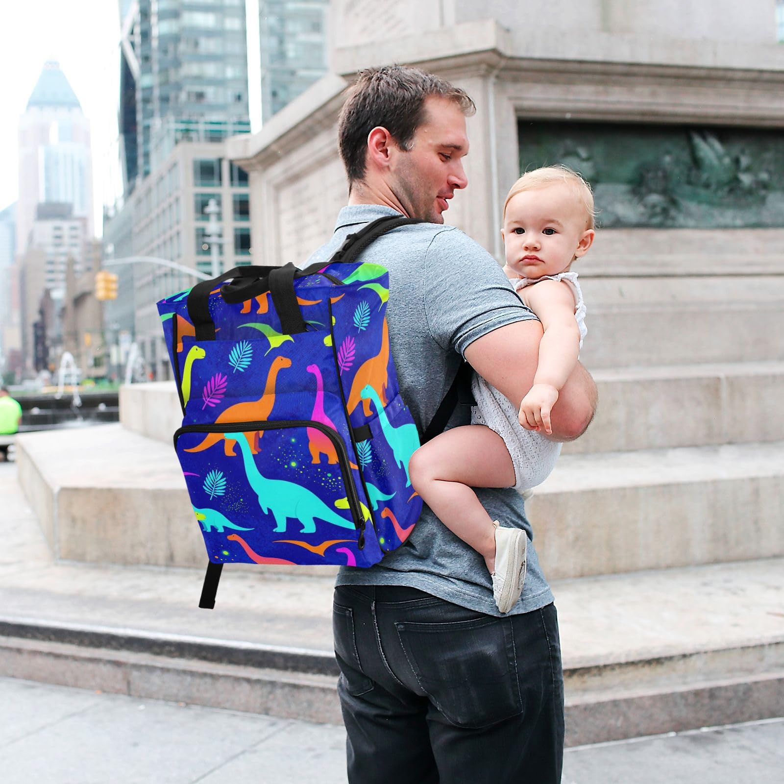 Bolsa de pañales para bebé, niña, niño, papá, mamá, dinosaurios